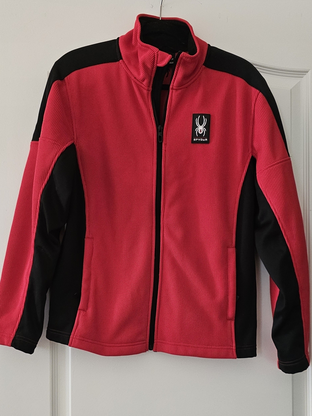 Spyder Mens Red & Black Full-Zip Fleece Jacket